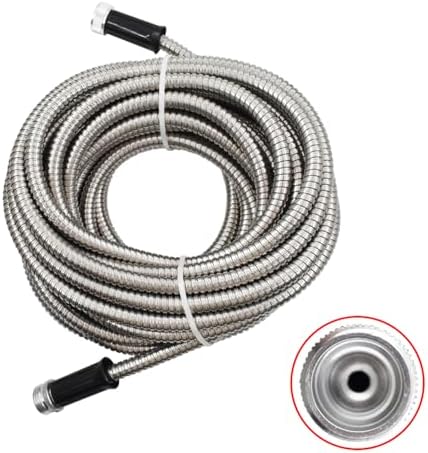 50ft 304 Stainless Steel Garden Hose Water Hose with Adjustable Nozzle Outdoor Heavy Duty Flexible Lightweight,No Kink - Image 2