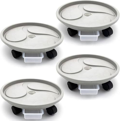 Beipoo 4 Packs 13 Inch Plant Caddy With Wheels and Drainage Tray - Round Flower Pot Mover, Garden Rolling Stand, Pallet Dolly for Heavy Duty Planter - Loading Capacity 110Lbs by Category