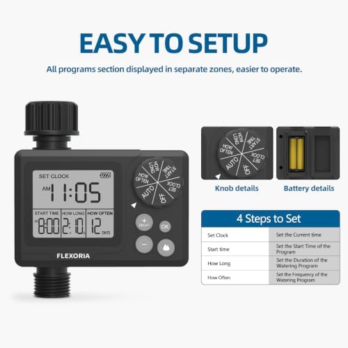 Digital Programmable Water Timer, Garden Hose Sprinkler Timer for Irrigation and Watering Systems, 1 Outlet - Image 6