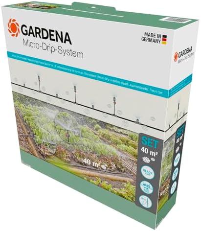 Gardena Micro-Drip-System Drip Irrigation Set Vegetable/Flower Bed (60 m²): Starter Set, Ready to use, Water-Saving Irrigation System, Simple & Flexible Connection Technology (13450-20) by Unknown