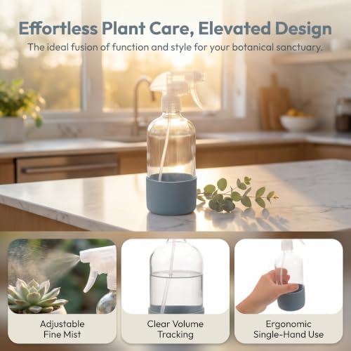 Operitacx 2pcs Plant Mister - 16.9oz Glass Spray Watering Bottle for Indoor & Outdoor Plants - Decorative Transparent Garden Sprayer for Spring Gardening, Cleaning, Hair, Pets Care - Image 3