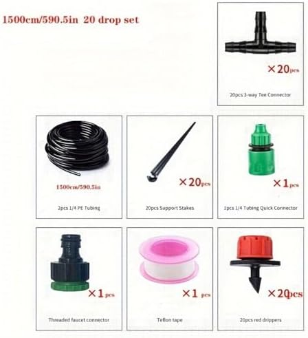 Automatic Drip Irrigation Kit Hose with Adjustable Drippers for Garden Plants Flowers Bonsai Efficient Auto Watering System (15m (49.2ft)) - Image 5