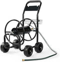 VINGLI 4-Wheel Garden Hose Reel Cart with Storage Basket, Portable Residential Hose Reel Cart, Lawn Watering, for Garden Backyard and Farm by VINGLI