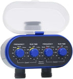 Gecheer Double Outlet Garden Water Timer, Automatic Irrigation Controller with 2 Ball Valves for Plants Lawn, Waterproof ABS Dial Timer for Hose Faucet, Battery Operated, Blue and Gray - Image 2