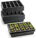 RooTrimmer 10 Pack 2.5 inch Square Pots 3.5 inch Deep 20 Cell Seedling Plug Trays with Water Collection Nursery Trays (15"x11"x3") for Seeds Starting and Transplanting by RooTrimmer