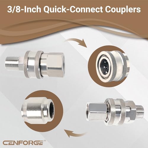 Pressure Washer Quick Connect, 3/8 Inch Quick Connect Pressure Washer Fittings, Stainless Steel, 8-PC, Female and Male Thread - Image 3