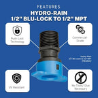 Hydro-Rain BL-436-005 - 1/2" Blu-Lock to 1/2" MPT Irrigation Fitting, Professional-Grade, High-Impact, UV-Resistant ABS Body (25) - Image 2