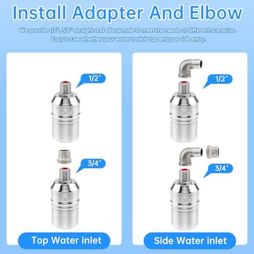 4‑Pack 304 Stainless Steel Float Valve 1/2"‑3/4" Auto Shut‑Off Water Valve - Image 5