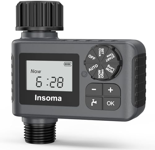 Water Timer, Digital Irrigation Controller System with Rain Delay/Manual Mode/Automatic, Programmable Hose Timers for Outdoor Garden Yard Lawn by Insoma