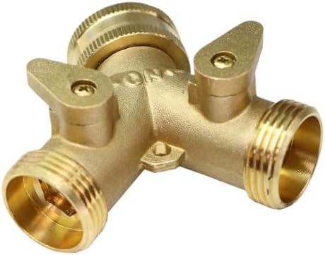NPT/BSP Brass 3/4" Garden Hose Splitter 2-Way Ball Valve Tap Y-Type Watering Connector For Home Outdoor Faucet Tubeing Adapter(A-1PCS) by Unknown