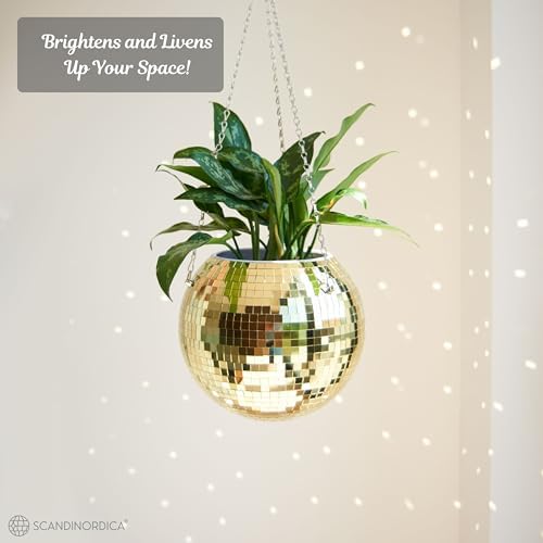 SCANDINORDICA Disco Ball Planter, Value Package, 10-inch Gold - Image 4