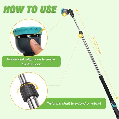 Telescoping Watering Wand with Thumb Control, 37-55 Inch Garden Hose Nozzle - Image 2