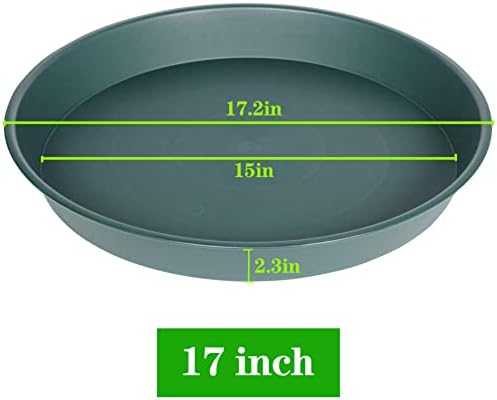 2 Pack of 16 17 inch Plant Saucer (15 inch Base), 2.3" Depth, Plant Trays for Pots, Plastic Plant Saucers for Indoors, Bird Bath Bowls, Flower Pot Drip Trays for Planter (17", Green) - Image 3