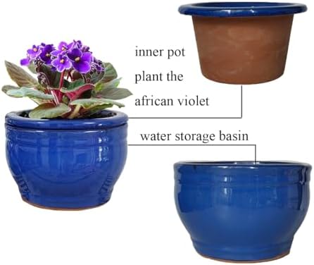 African Violet Pots Self Watering Blue 6 inch - Image 4