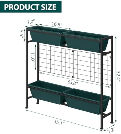 OYEAL Raised Garden Bed with Legs & & Trellis 32" Tall Vertical Herb Garden Planter Indoor Outdoor Elevated Flower Beds for Gardening, Vegetables, Herbs, Patio, Balcony, Backyard, Green - Image 2