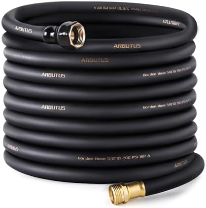 Garden Hose 5/8"x 100ft Brass Rubber Heavy Duty Water Hose 600 PSI Black by Unknown