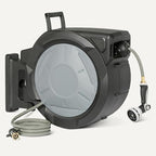 Amazon Basics Retractable Garden Hose Reel, 130 Foot, Wall Mounted, 10-Pattern Spray Nozzle, 180° Swivel Bracket - Image 5
