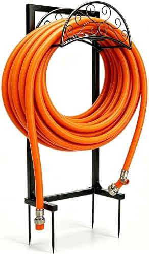 Garden Hose Holder, Heavy Duty Stainless Steel Garden Hose Reel with Triangle Reinforcement, Supports 150 ft Hose, 45-Inch Ergonomic Water Hose Stand for Outside, Black by SYITCUN