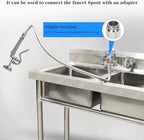 Gray Spray Valve with 38" Pre Rinse Hose, 38" Flexible Stainless Hose with High Pressure Pre Rinse Sprayer Nozzle Head Assembly Kit for Commercial Restaurant Industrial Kitchen Faucet - Image 5