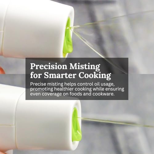 Prepara Simply Mist Olive Oil Sprayer, Chrome Band, White/Green - Image 5