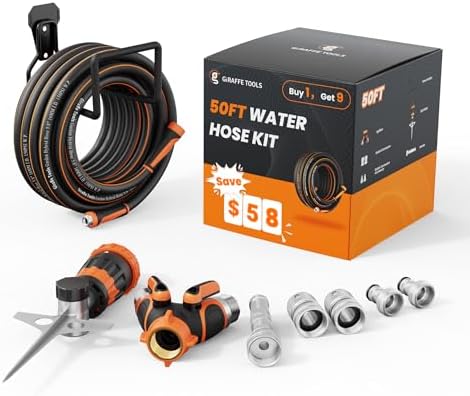 Giraffe Tools Garden Hose 5/8", 50ft Garden Hose Set by GiraffeTools