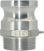 2" Male Camlock x 2" Male NPT Adapter - Stainless Steel 316 Type F - Industrial Grade, Durable, Corrosion Resistant, Quick Connect Fitting - Image 3