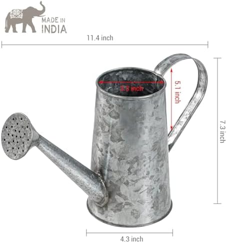 MyGift 5 Inch Mini Rustic Galvanized Metal Decorative Vase in Vintage Style Watering Can Design for Dried Flowers and Artificial Plants - Handcrafted in India (Pack of 2) - Image 3