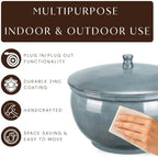 Monarch Abode Garden Hose Holder with Lid – Decorative Water Hose Holders for Outside, Smooth Metal Patina Pot with Drainage, 100ft Waterhose Holder for Outside, Garden Storage Caddy - Image 7