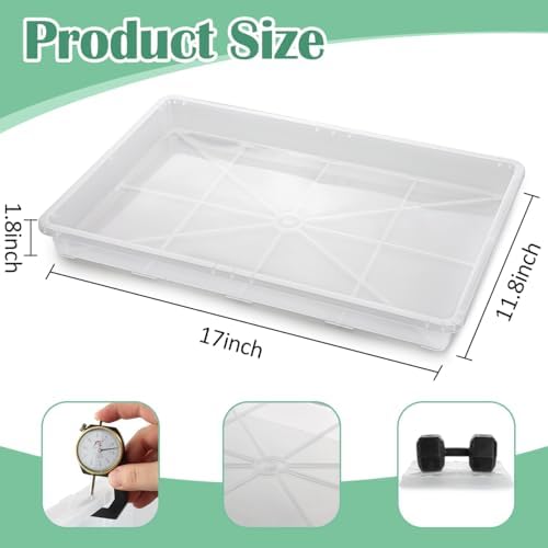 RooTrimmer Clear Seed Starter Trays 5 Pack(17"x11"x2"), Reusable Plastic Carrying Seedling & Nursery Trays, Durable Flat Pots Trays, Transparent Square Tray for Planting and Collecting Drainage Water - Image 2