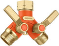 Hose Splitter 2 Way Heavy Duty, Garden Hose Splitter- Full Metal Body Y Type with Dual Shut Off Valves, 3/4" Standard Threads, Leak-Proof Dual Outlet Splitter for Sprinklers and Irrigation Systems by ANDVANA