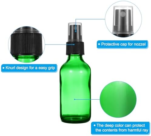 PATIKIL 2oz Glass Spray Bottles, 72pcs Nozzle Leak Proof Empty Water Mist Stream Sprayer for Cleaning Solutions Plants Hair, Green Black - Image 3
