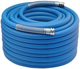 Guitrees 2026 Upgraded Garden Hose 150FT x 3/4", Heavy Duty Rubber Water Hose with Five Layered Braiding, Swivel male and female Nickel-plated Brass Fittings, 1200PSI Burst, 300PSI Working (Blue) by Guitrees