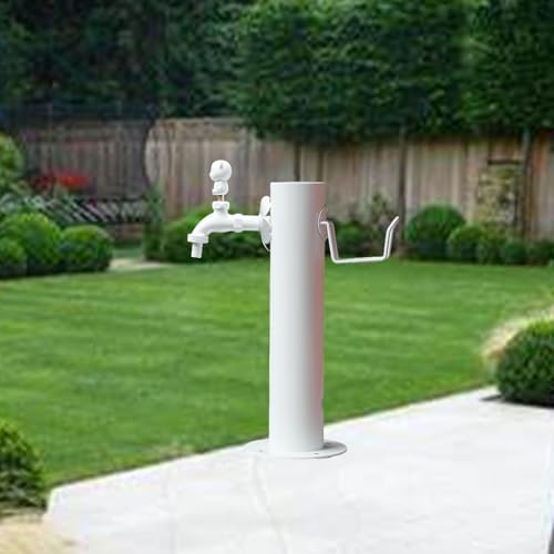 White 304 Stainless Steel Vertical Garden Water Column Garden Hose Holder Freestanding with Faucet Outdoor Garden Water Column Faucet Water Hydrant Fountain for Backyard, Lawns, Restrooms.(50cm/19.7in by Pllrbvshs