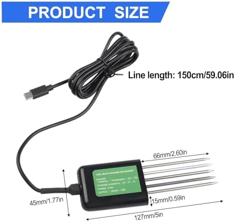 7-in-1 USB Soil Tester PH E-C for moisture for temperature Humidity NPK Nutrient Analysis Meter IP68 Waterproof Probe for Android Devices Agriculture and Plant Care - Image 4