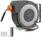 Enclosed Retractable Air Hose Reel, 3/8 Inch x 50+5 Ft Grey by Spaceandtimesaver