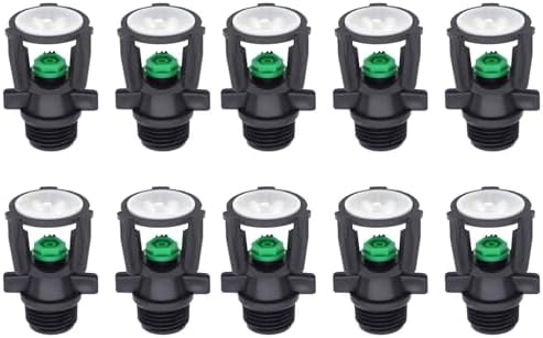 1/2-inch External Thread Automatic Rotating Spray Head, 360-Degree Mini Drip Irrigation Nozzle, for Lawn and Garden Irrigation, Green (10PCS, A) by Unknown