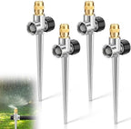 Tioncy 4 Pack Metal Lawn Sprinklers with Adjustable Brass Nozzle, Silver by Tioncy