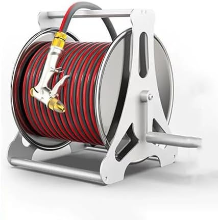 Stainless Steel Wall Mounted Hose Reel - Garden Hose Holder with Storage Shelf for Efficient Hosepipe Nization,Red-20m by Unknown