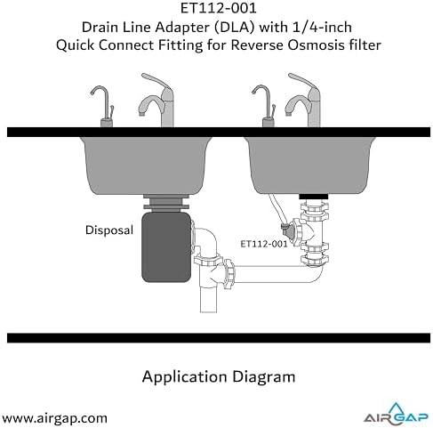 Drain Line Adapter (DLA) with 1/4-inch Quick Connect Fitting for Reverse Osmosis filter (ET112-001, 12-25QC, DLA-12) - Image 7