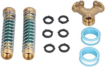 Hose Splitter 2 Way Brass Heavy Duty Water Hose Connector, Leakproof Garden Hose Splitter with Hose Protector and Rubber Washers, NPT 3/4 Inch for Faucet and Sprinkler by Unknown