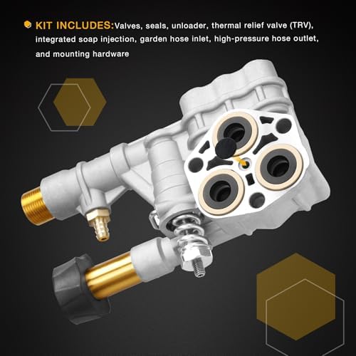 7108366 Pressure Washer Pump Manifold Replacement Kit for 510020 and 520006 Axial Cam Pressure Washer Pumps - Image 3