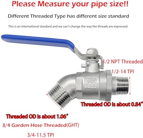 beduan 304 SS 1/2 NPT Male Garden Hose Bibb Outdoor Faucet Spigot 2PCS - Image 2