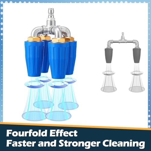 4-in-1 Turbo Nozzle Pressure Washer 4000 PSI 360° Rotating Turbo Nozzle with 1/4" Quick Connector 2.5 Orifice Quadruple Tips (Blue) - Image 5