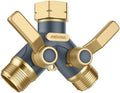 Hose Splitter 2 Way Heavy Duty, Garden Hose Splitter- Full Metal Body Y Type with Dual Shut Off Valves, 3/4" Standard Threads, Leak-Proof Dual Outlet Splitter for Sprinklers and Irrigation Systems by ANDVANA