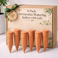 Honeydak 6pcs Small Terracotta Watering Spike with Lid 4'' Garden Vacation by Honeydak