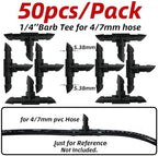 50pcs Garden Tee Connector 4/7mm 1/4'' Hose Pipe Water Tubing Barb Fitting Drip Irrigation Adapter Coupling Repair(F-50PCS) - Image 2