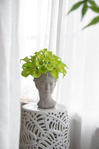 7" Greek Style Cement Head Planter, 11 Inch, Gray - Image 3