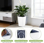 Self Watering Pots for Indoor Plants, 2 Pack Flower Pots Self Watering Planter 10.7" x 6.9" Plastic Pots African Violet Wick and Grow Pots Tall Orchid pots Square Large Plant Pots, White - Image 5