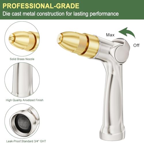 FANHAO 100% Metal Thumb Control Adjustable Hose Nozzle, High Pressure - Image 3