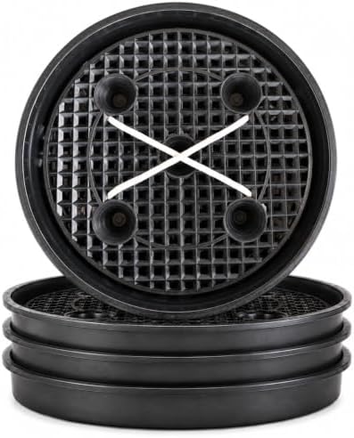 Self Watering Plant Saucers 4 Pack, 13.6 Inch Plastic Plant Saucers with Raised Grid Platforms and 8 Wicking Ropes, for Plant Pots, Fabric Grow Bags, Indoor and Patio Planters, Black by Unknown